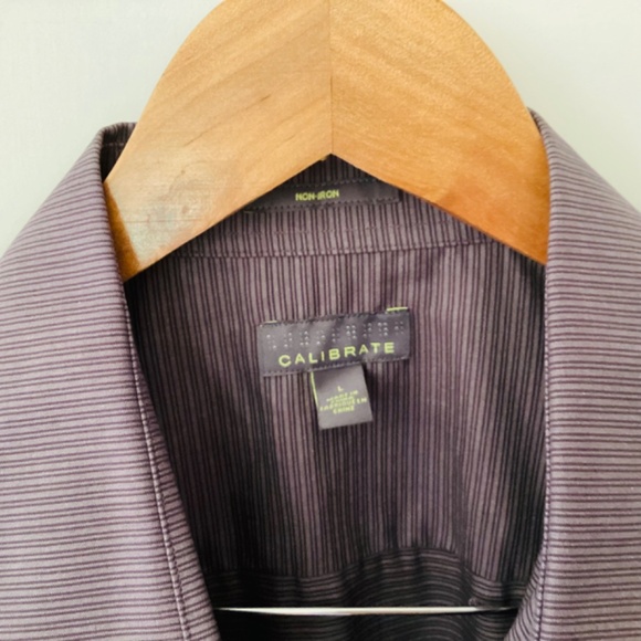 Nordstrom Calibrate Men's Short Sleeve Button Down purple horizontal stripe L - Picture 7 of 13